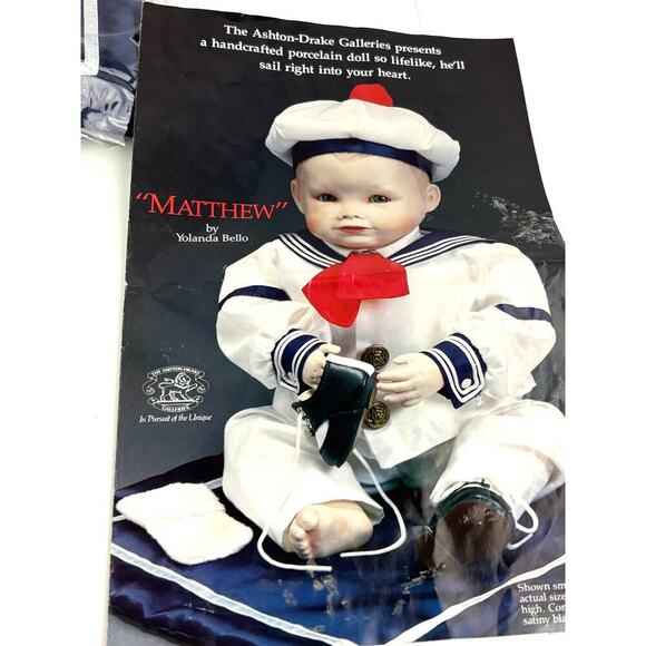 VTG Ashton Drake Matthew Porcelain Doll by Yolanda Bello 1980s Perfect Babies - Picture 14 of 16